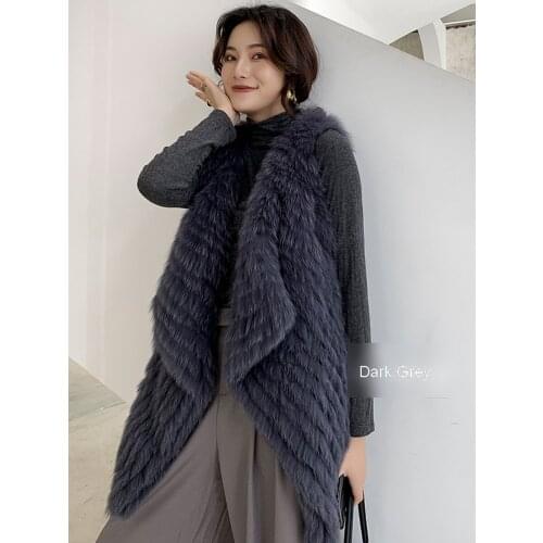 Free Shipping New Genuine Fox Fur Coat Womens Real Fur coat Luxury Real Fur Jacket Hand Knitted Wholesale Retail OEM