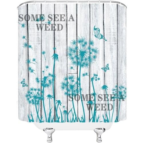 Colorful Flower Dandelion Art Wood Bathroom Curtain Waterproof Polyester Shower Curtains Bath Screen for Bathroom with Hooks