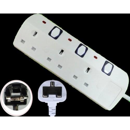 Multiple AC Electrical Power Strip With Individually Switch 3M Extension Cord Socket Network filter UK Plug Power Strip