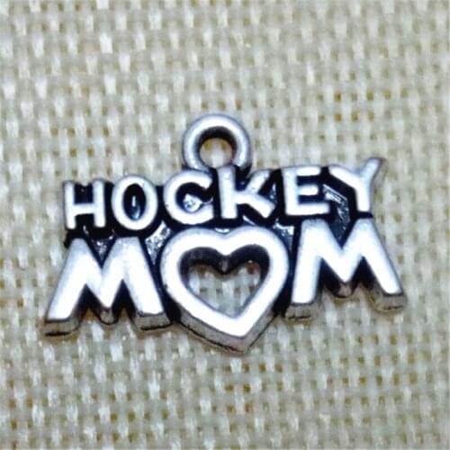 50pcs hockey mom pendant charms jewelry accessary 1.3*2.3CM