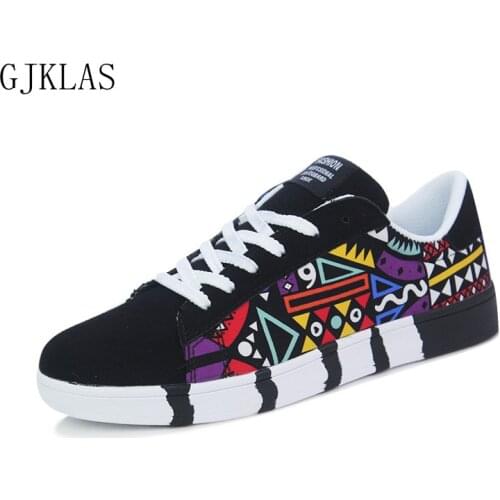 Graffiti Canvas Mens Shoes Casual Men Sneakers Fashion Sport Shoes for Men Walking Lace-up Confortable Blue Black Shoes Sneaker