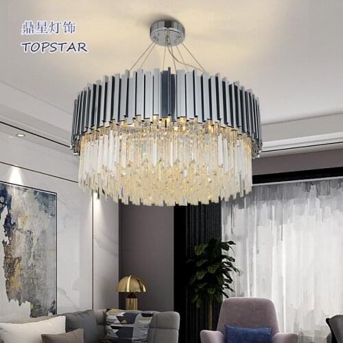 Crystal Chrome Golden Chandelier Lighting Lustre Suspension Luminaire Lampen For Foyer MJ1117