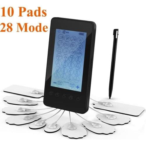 Tens Unit Machine Pulse Massager 28 Modes Rechargeable Muscle Stimulator Device with 8 Pads for Pain Relief Body Neck Back
