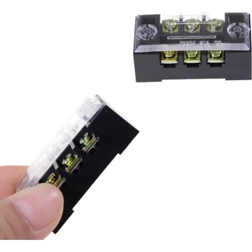 3pcs/lot Dual Row 3 Position Screw Terminal Block Strip 600V 15A W Cover TB-1503 Barrier Terminal Block