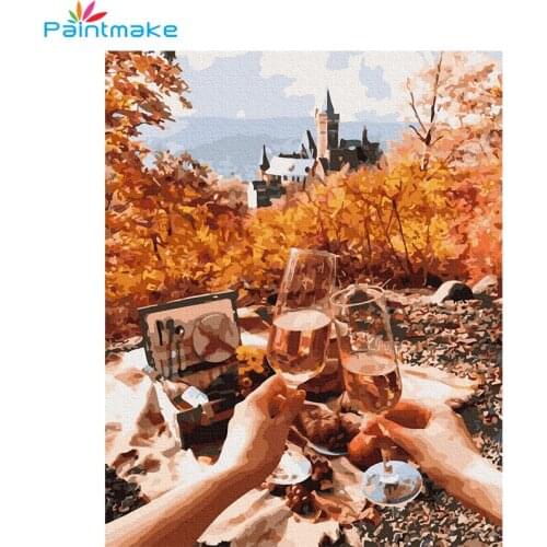 Paintmake Maple leaf DIY Paint By Numbers picnic Oil Painting On Canvas For Home decor Art Picture Hand-painted kids