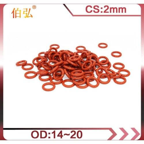 Red Silicon Ring 10PCS/lot Silicone/VMQ O-Ring OD14/15/16/17/18/19/20*2mm Thickness Rubber O Ring Seal Gasket Rings Washer