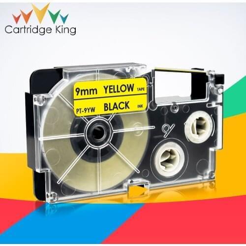 Compatible for Casio XR-9YW Cartridge Printer Ribbon Black on Yellow 9mm*8m Replace for Casio KL-60 KL-120 KL-HD1 KL-P350W Label