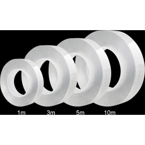 1/10M Double Sided Tape Nano Transparent No Trace Acrylic Magic Tape Reuse Waterproof Adhesive Tape Cleanable Home Improvement