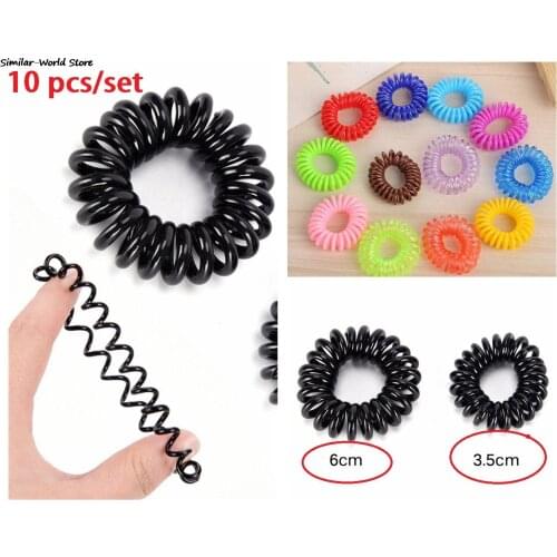 New 10PCS/lot Rubber Band Headwear Rope Spiral Shape Elastic Hair Bands Girls Hair Accessories Hair Ties Gum Telephone Wire
