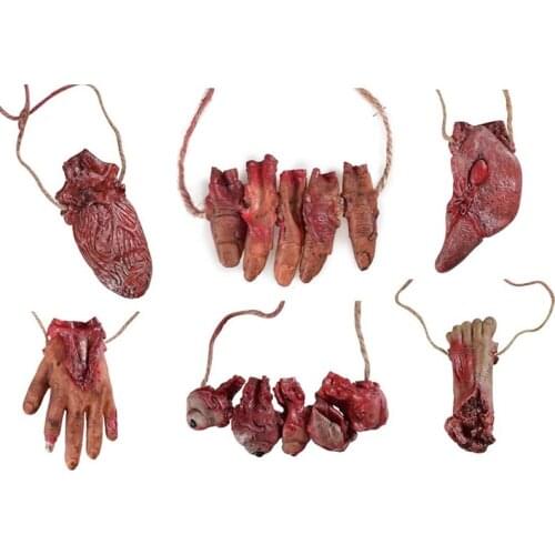 Horror Halloween Decoration Latex Broken Blood Severed Arm Hand Foot Heart Brain Finger Party Decoration Supplies