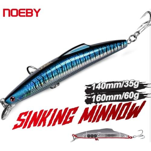Noeby Sinking Trolling Minnow Fishing Lures 14 16cm 35 60g Wobblers Saltwater Artificial Hard Bait for Pike Bass Fishing Lure