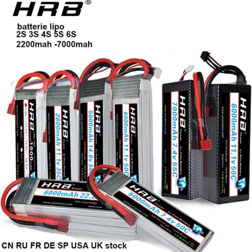 HRB RC Lipo Battery 2S 3S 4S 6S 11.1v 22.2v 5000mah 6000mah 3300mah 2200mah 4200mah 5200mah 7000mah Battery XT60-T Deans plug