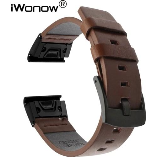 Quick Fit Genuine Leather Watchband 20/22/26mm for Garmin Fenix 5X/5X Plus/5S/5/3/3HR/Forerunner 935 Watch Band Wristband Strap