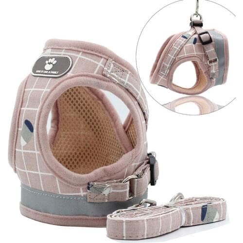 Pet Dog Cat Harness with Leash Adjustable Vest Walking Supplies Reflective Soft Mesh Collar Puppy for Small Medidum Large Dogs