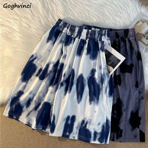 Shorts Women All-match Streetwear Oversized Female Cool Unisex Workout Summer Couple Tie Dye Trousers Fashionable Elastic Waist