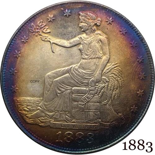 United States America 1883 1 Trade One Dollar US In God We Trust With Motto 420 Grains 900 Fine Silver Plated Copy Coin