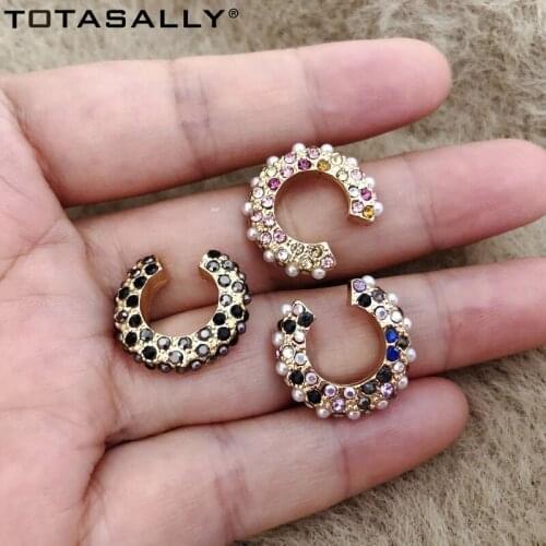 TOTASALLY 1PC Non-piercing Earrings Classic Simulated Pearl Rhinestone Lady Cuff Earring Ear Cuffs Jewelry Accessories Dropship