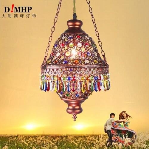 Mediterranean Style Decoration Handmade Turkish Pendant Light Glass Shades Mosaic Pendant Lamp For Bar Coffee Shop E14