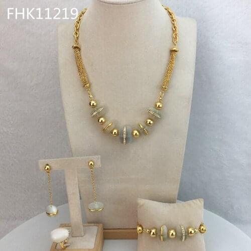 Yuminglai High Quality African choker Simple Design Necklace and Earrings Jewelry Set for Women FHK11219