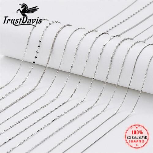 ElfoPlataSi Genuine 925 Sterling Silver Water-wave Snake Box Beads Chain For Woman 45~45cm Chain Necklace Accessories DC21