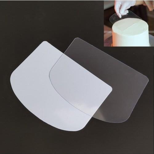 1/3/5Pcs Transparent Plastic Soft Spatula Cake Cream Scraper Fondant Pastry Plain Smooth Jagged Edge Spatula Cutter Baking Tool