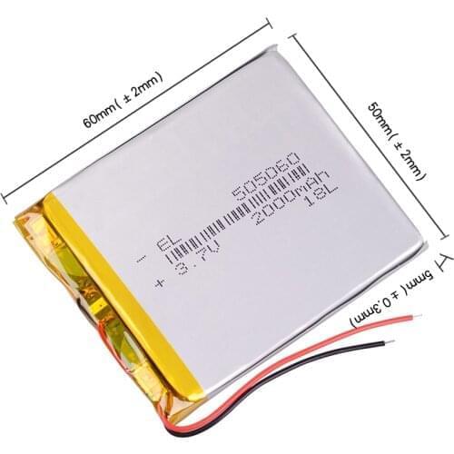 10pcs/Lot 505060 3.7V 2000mAh Rechargeable li Polymer Li-ion Battery For mp3 mp4 mp5 GPS PDA DVR Bluetooth Speaker PITA 505060