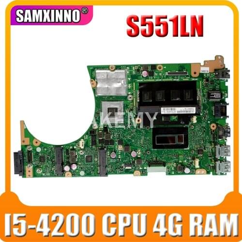 Akemy For ASUS S551LN Laotop Mainboard S551 S551L S551LB S551LN R553L Motherboard with GT840/V2G I5-4200 CPU 4G RAM