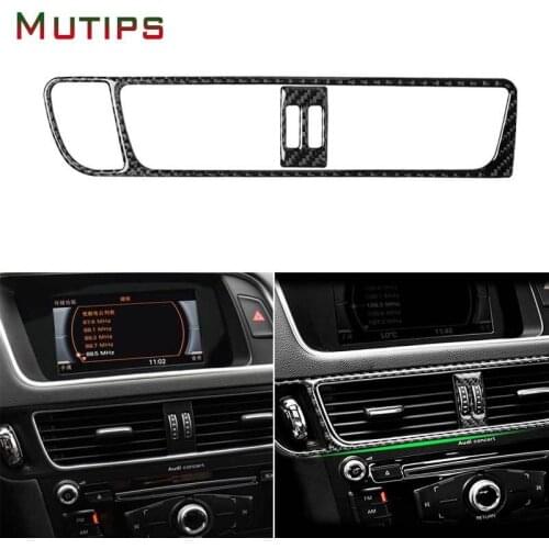 Mutips Car Air Conditioning CD Panel Trim Sticker carbon fiber cover dashboard frame accessories For Audi Q5 SQ5 8R 2009-2017