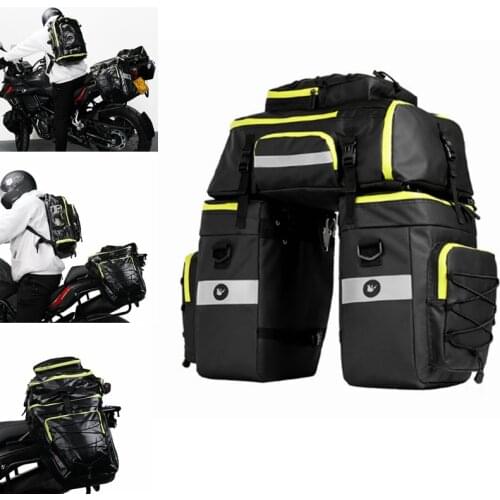 For BMW motorcycles 3 in 1 Trunk Bags Cycling Double Side Rear Rack Tail Seat Pannier Pack Luggage Carrier 75L