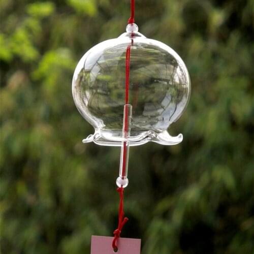 Free Shipping 12pcs/pack Japan Style Lace Pattern Glass Bell Transparent Hanging Windchime New Year Birthday Friend Gift