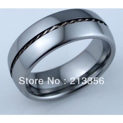 FREE SHIPPING!USA WHOLESALES CHEAP PRICE BRAZIL RUSSIA HOT SELLING 8MM WOMEN&MENS FINE SILVER INLAYED DOME TUNGSTEN WEDDING RING
