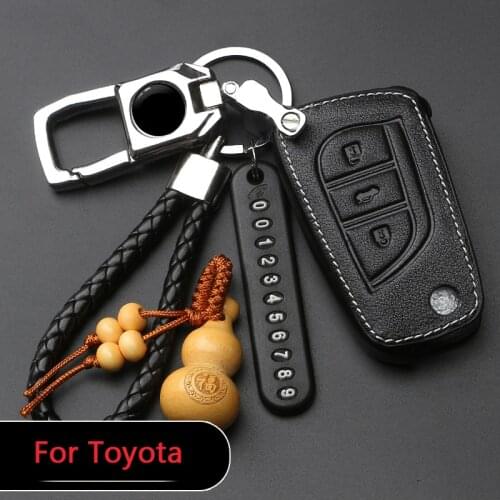 Car Key Cover For Toyota C-HR verso Rav4 Corolla Vios Mark X Crown Avalon Highlander Camry prado prius Key Case With Key Ring