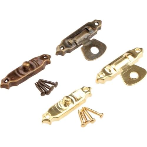 10/5sets Box Latch Hasps 26x15mm Nails Antique Bronze/Gold Iron Wooden Case Vintage Hardware Jewelry Toggle Hasp Lock Furniture