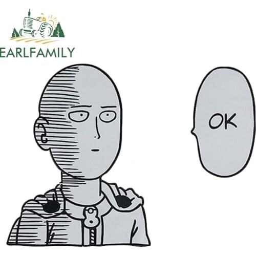 EARLFAMILY 13cm For One Punch Man Saitama OK Sticker Car Bumper Decal JTR Waterproof Car Stickers Reflective Cartoon Anime