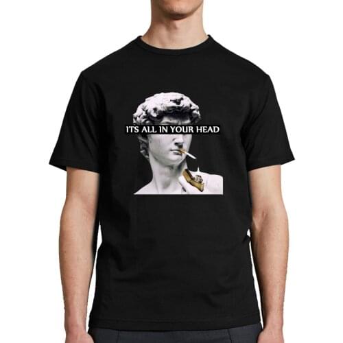 Artist Casual Men Oversized T- Shirt Meme Harajuku Funny Its All In Your Head Summer Sport Clothing for Boys and Grils