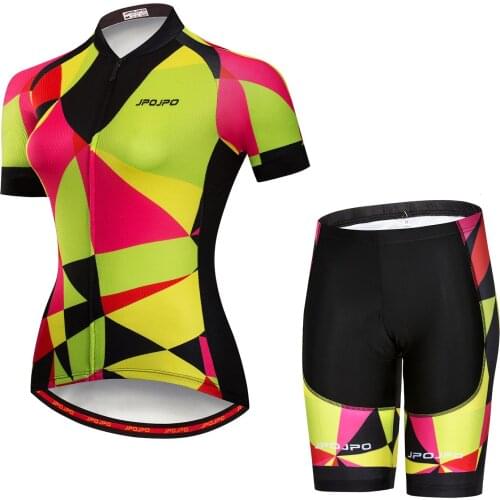 JPOJPO Summer MTB Cycling Jersey Sets Ropa Ciclismo Bicycle Jersey Clothing Short Sleeve Breathable women Bike jersey Sets