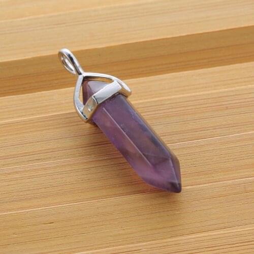 Best Crystal Fashion Pendant Silver Plated Popular Party Gift Evening Healing Natural Stone Purple Quartz Bullet Shape