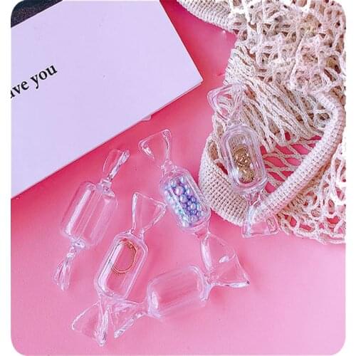 Mini Small Plastic Transparent With Lid Candy Shaped Jewelry Ring Earring Ear Drop Dangle Container Case Storage Box Accessories