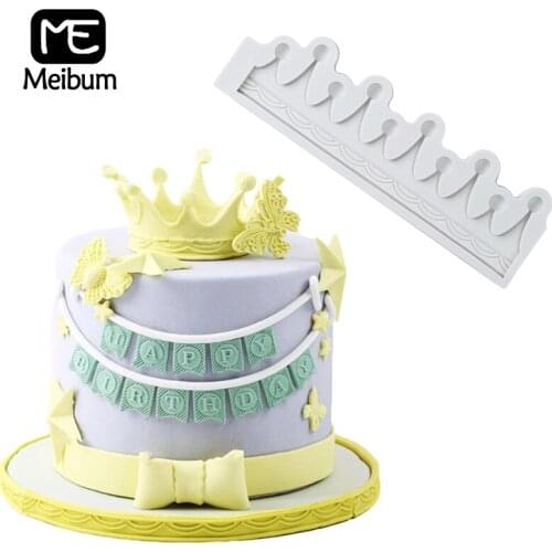 Meibum Crown Shape Cake Fondant Mold Silicone Molds Prince Child Birthday GumPaste Sugar Craft Decorating Mould Baking Tools