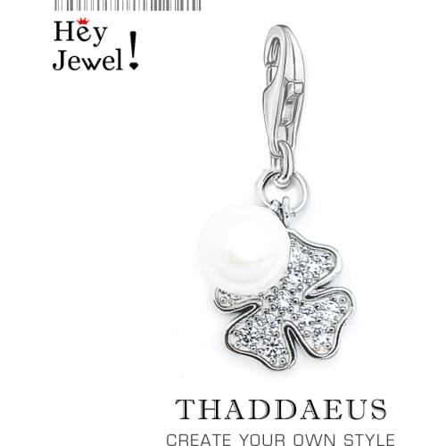 Real 925 Sterling Silver Clover Pearl Handmade New Fine Jewelry Fresh Lucky Flower Pendant Charm Fit Bracelet Necklace for Women