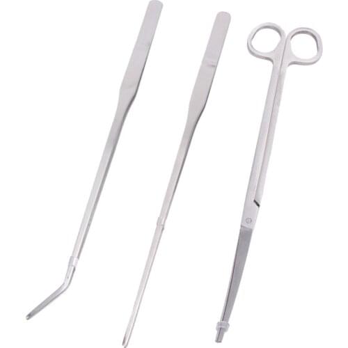 3Pcs Stainless Steel Long Handle Scissors Tweezers Aquarium Tool Fish Tank Plants Cleaning Trimmer Aquatic Supplies Kit