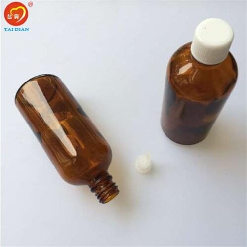 Wholesale 100ml Amber Glass Bottles with Leakage-proof Stopper Lid Liquid Jars Essential Oil Bottles 12pcs/lot