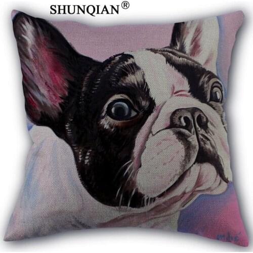 Custom bulldog painting Pillowcase office Wedding bedding couch Vintage pillow case/ cover home decorative