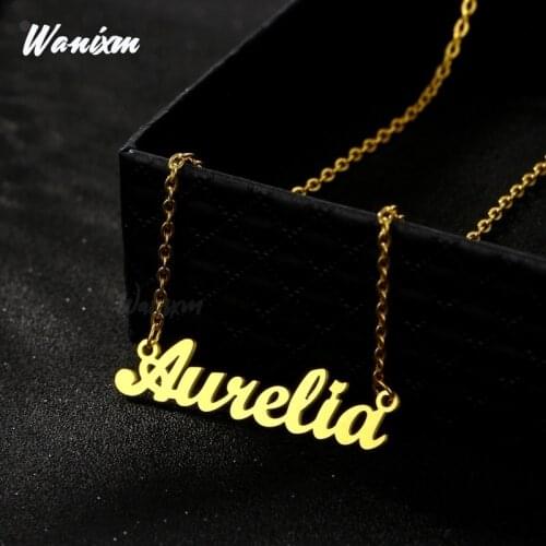Customized Fashion Stainless Steel Name Necklaces for Women Personalized Custom Letter Nameplate Necklace Pendant Jewelry Gifts