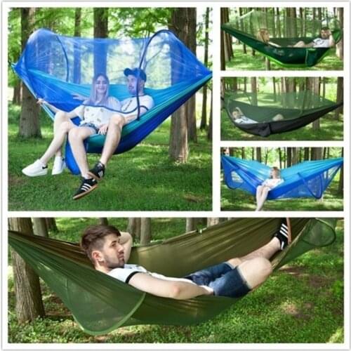 Outdoor Quick Pop-Up Portable Camping Hammock with Mosquito Double Parachute Hammocks Swing Sleeping Hammock Bed with Net Tent