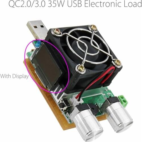 QC2.0/3.0 35W USB Electronic Load Adjustable Constant Current Aging Resistor Battery Voltage Capacity Tester Voltmeter Display