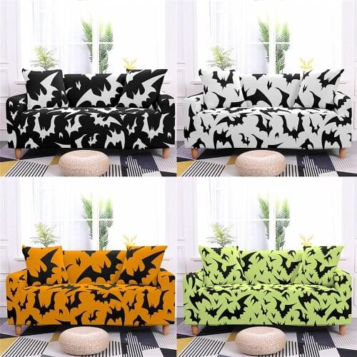 Black White Bat Stretch Sofa Cover Cartoon Animal Elastic Sofa Slipcovers Living Room Removable Couch Cover Case 1/2/3/4 Seater