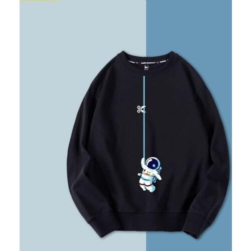Oversized Round Neck Bottoming Shirt Astronaut Print Pullover Spring And Autumn Harajuku Pullover Mens Fashion Casual Sweater