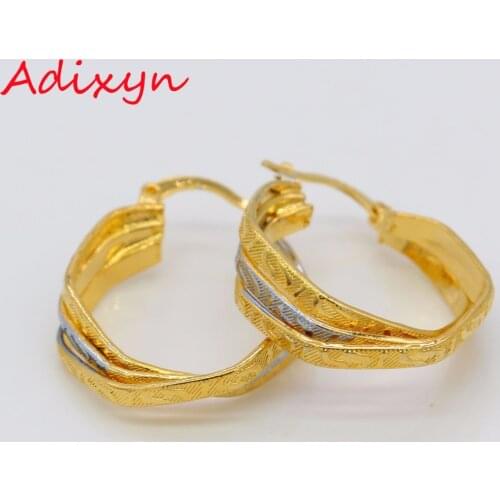 Adixyn Irregular Shape Earrings for Women/Girls Gold Color/Silver Color Hoop Earring African/Ethiopian Jewelry N12253