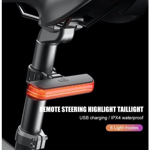PCycling Bicycle Light Remote Steering Highlight Tail Light USB Charging Night Riding Equipment Waterproof Warning Light